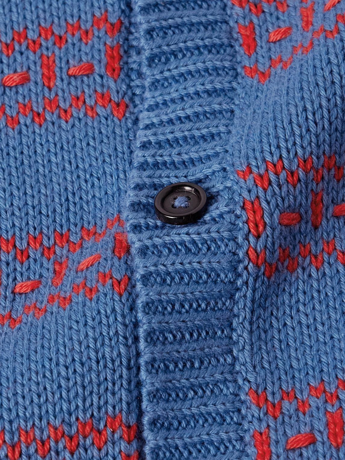 BODE - Meandering Striped Jacquard-Knit Pima Cotton and Merino Wool-Blend Cardigan - Blue