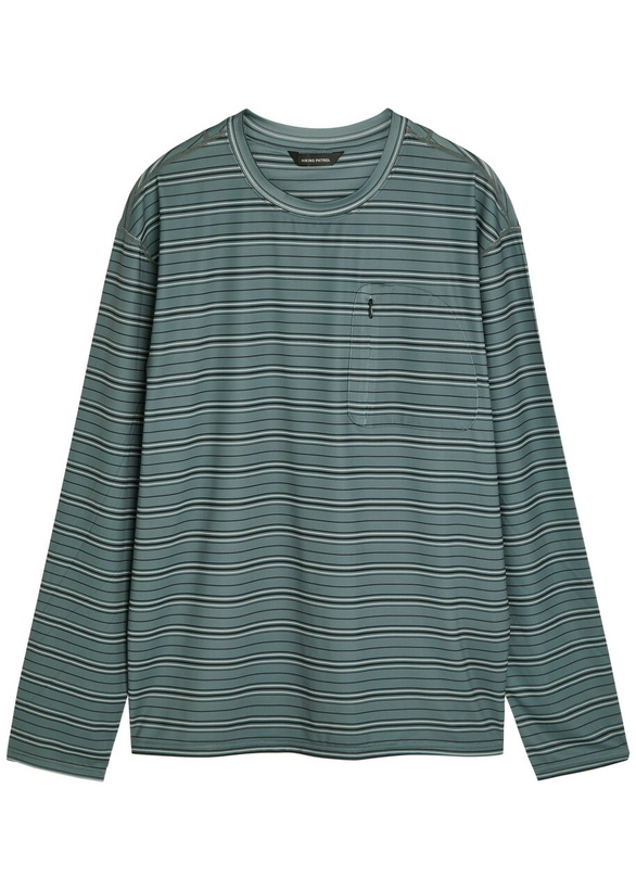 Photo: Hiking Patrol Striped Stretch-jersey T-shirt Navy