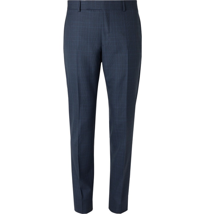 Photo: Dunhill - Navy Slim-Fit Prince of Wales Checked Wool Suit Trousers - Blue
