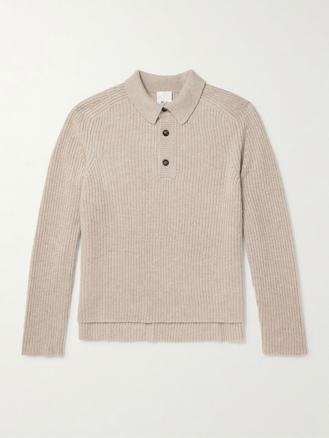 Allude - Ribbed Virgin Wool and Cashmere-Blend Polo Sweater - Neutrals