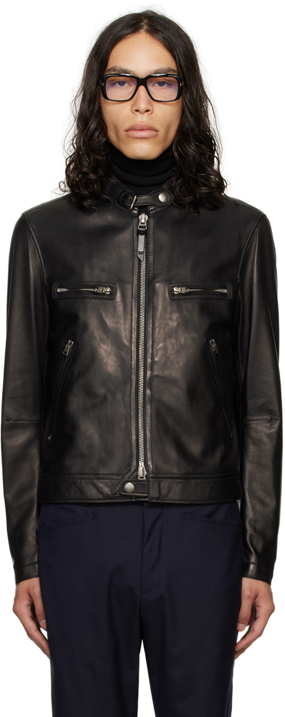 TOM FORD Black Zip Leather Jacket TOM FORD