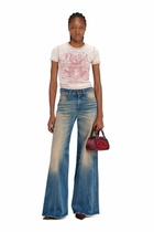 Diesel Slim jersey T-shirt with print and studs - T-Shirts Womens in Pink