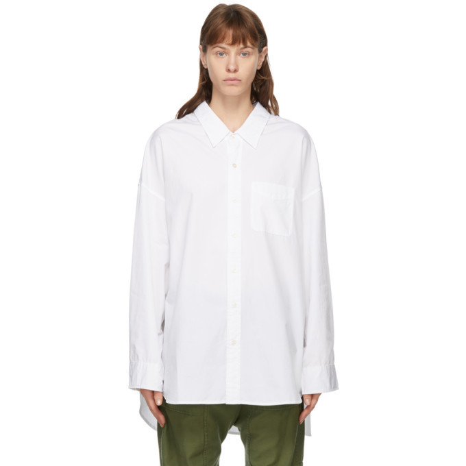 R13 White Drop Neck Oxford Shirt R13