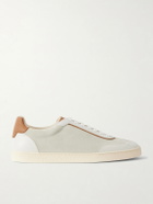 Brunello Cucinelli - Coda di Rondine Leather-Trimmed Waxed-Suede Sneakers - Natural