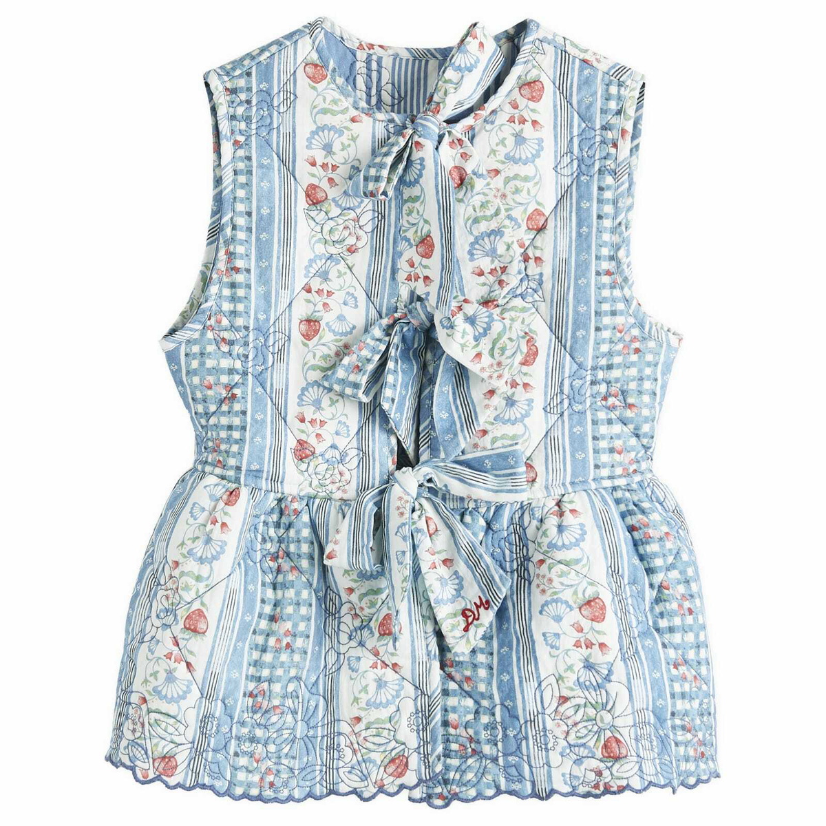 Damson Madder Women's Catrin Reversible Floral Gilet in Blue