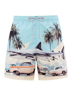 MC2 Saint Barth Man Mid-length Gustavia Swim-shorts With Car And Shark Placed Print | Ai Co-created Design By Rickdick - Powered By Red