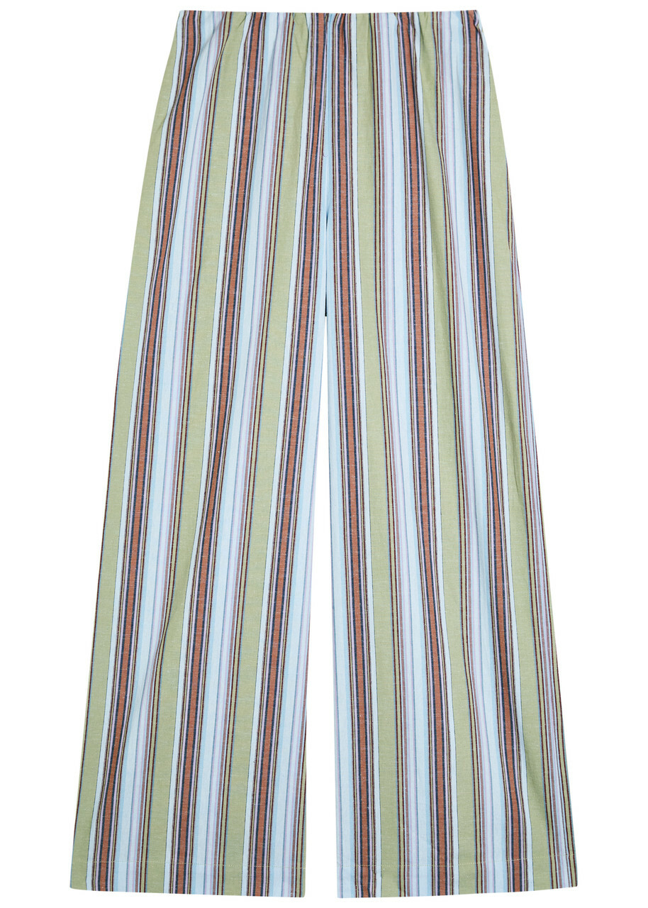Faithfull The Brand Lane Striped Cotton and Linen-blend Trousers Blue