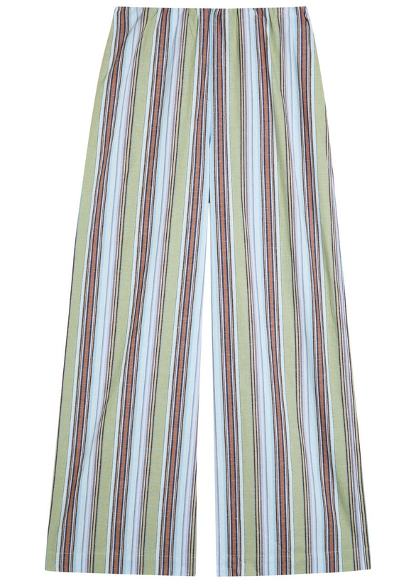 Photo: Faithfull The Brand Lane Striped Cotton and Linen-blend Trousers Blue