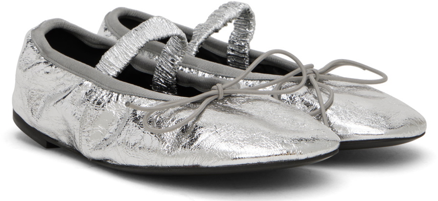 Proenza Schouler Silver Glove Mary Jane Crinkled Metallic