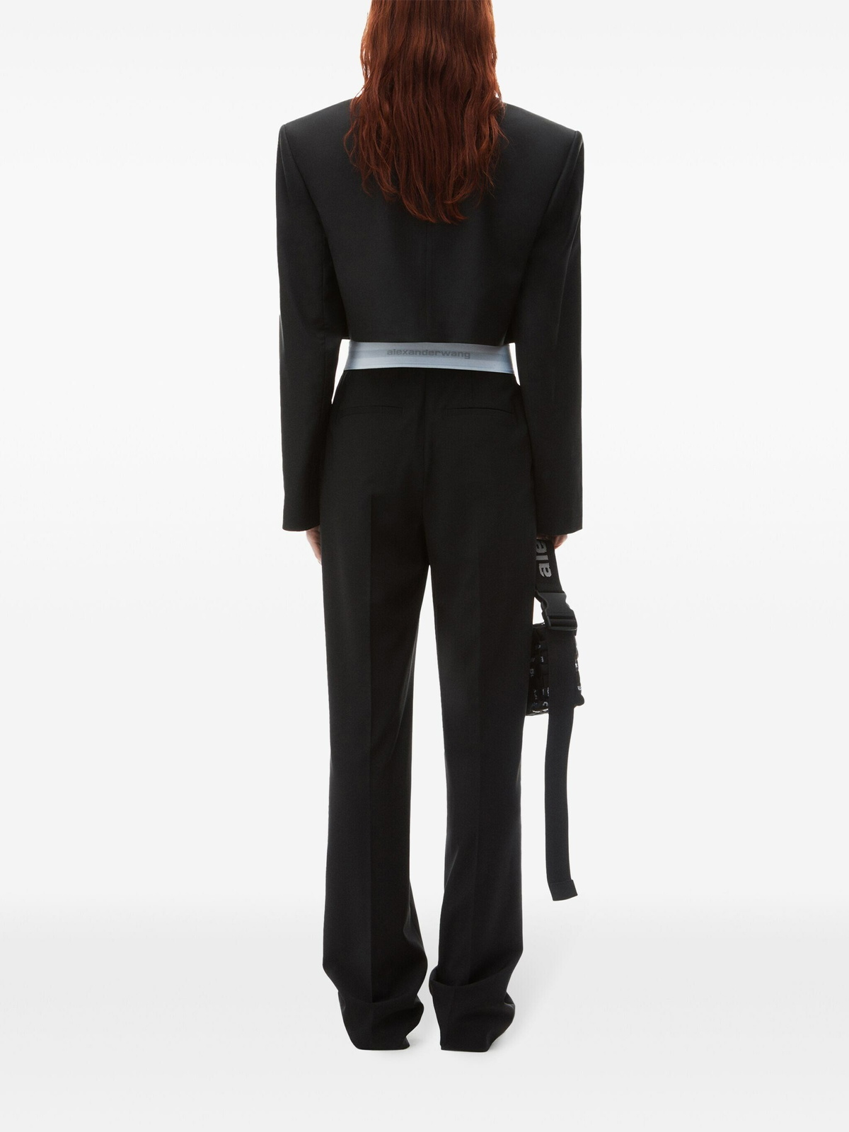 Alexander Wang High Waisted Pleated Pant With Logo Elastic in Black