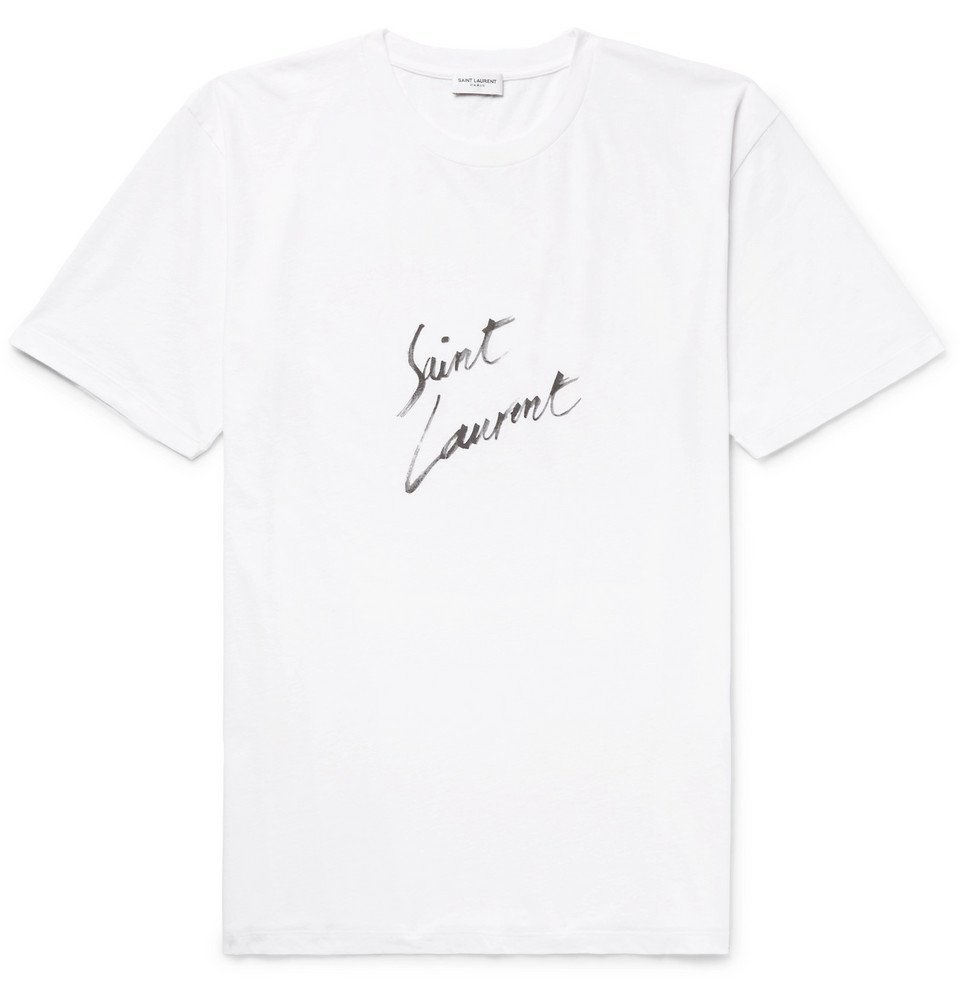 Logo Cotton T Shirt in White - Saint Laurent