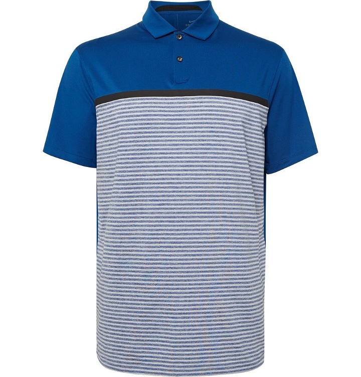 Photo: Nike Golf - Tiger Woods Vapor Striped Dri-FIT Polo Shirt - Blue