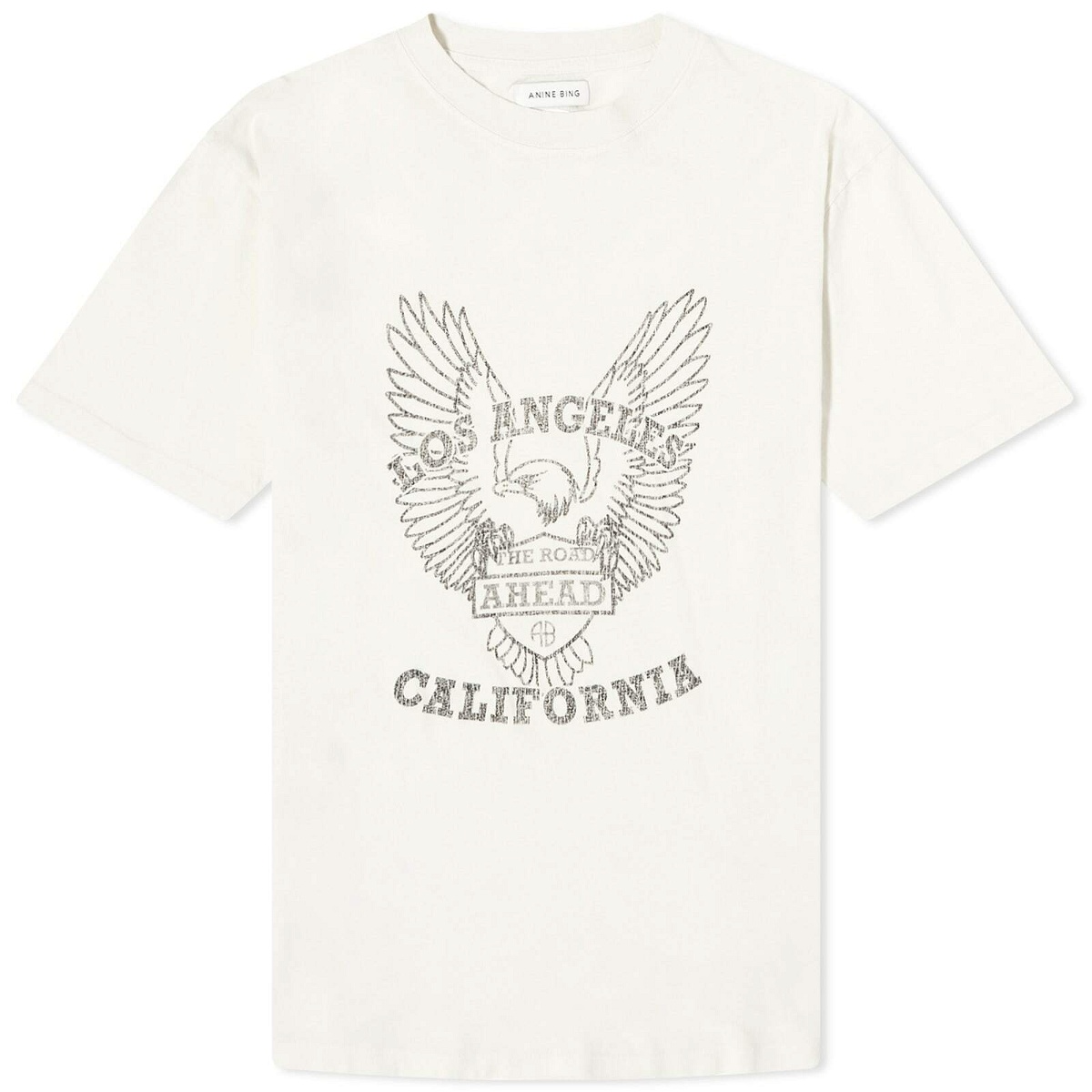 Anine Bing Women's Black Eagle Milo T-Shirt in Off White ANINE BING