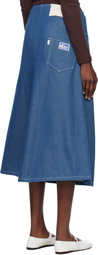 Story mfg. Blue Twisty Denim Midi Skirt