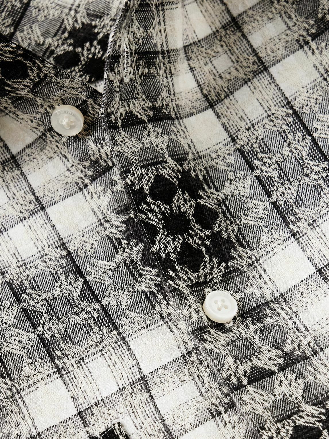 【AMIRI】ダメージ加工 チェック コットン フランネルシャツ AMIRI - Distressed Logo-Jacquard Checked Cotton-Flannel