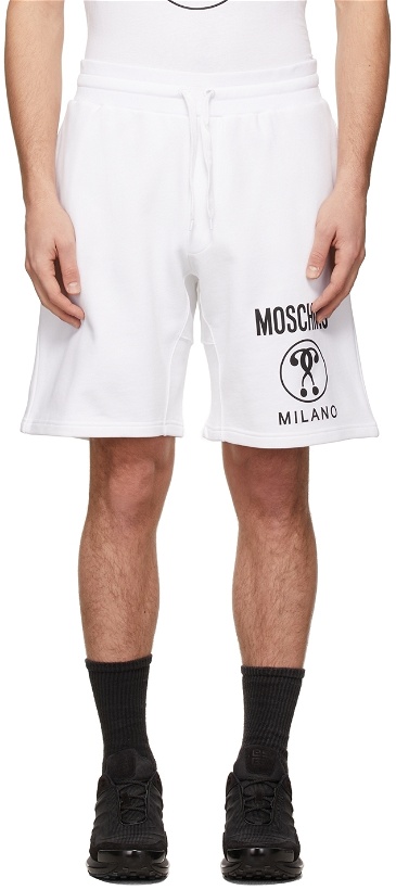 Photo: Moschino White Double Question Mark Shorts