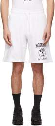 Moschino White Double Question Mark Shorts