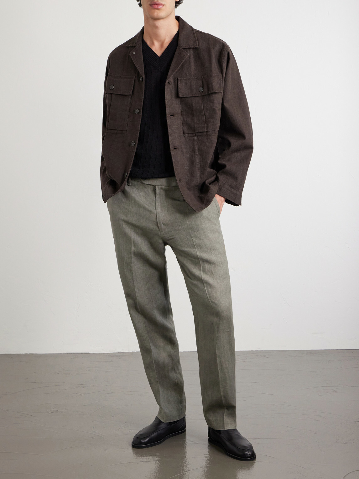 Rag & Bone - Evan Straight-Leg Pleated Linen Trousers - Gray