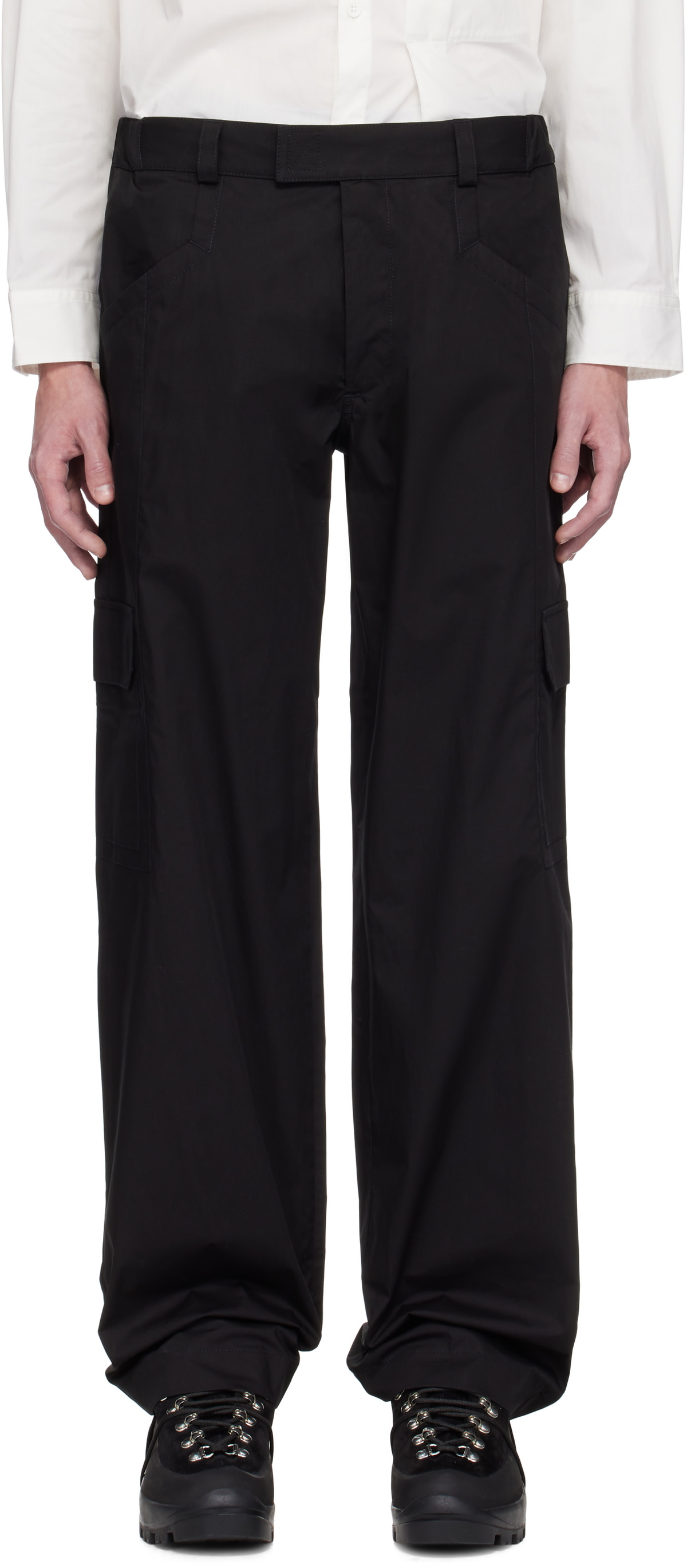 GR10K Black Poplin Cargo Pants