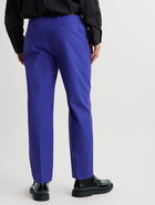 SAINT LAURENT - Straight-Leg Pleated Cotton-Twill Trousers - Blue