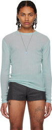 K.NGSLEY Blue Uncut Crinkle T-Shirt