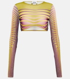 Jean Paul Gaultier Printed mesh crop top
