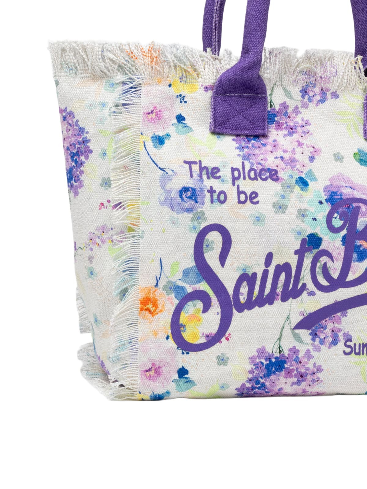 MC2 Saint Barth Water Color Flower Cotton Canvas Vanity Tote Bag