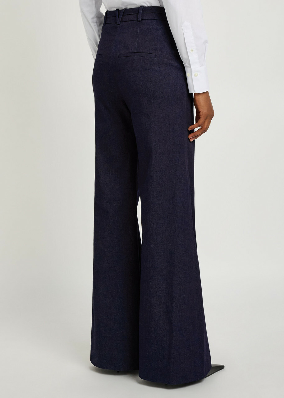 Veronica Beard Crue Wide-leg Stretch-denim Trousers Dark Blue