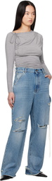 DARKPARK Blue Lisa Chain Adorned Loose Fit Carpenter Jeans