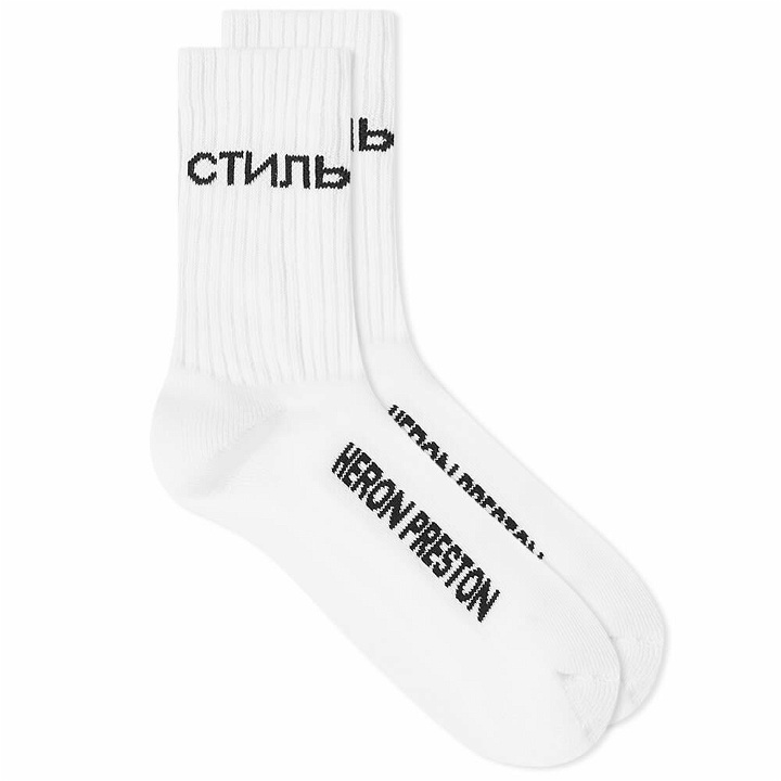 Photo: Heron Preston CTNMB Long Socks in White/Black