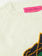 The Elder Statesman - Peace and Unity Jacquard-Knit Cashmere Sweater - White