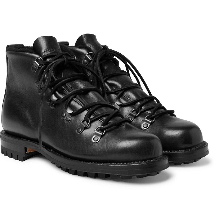Photo: Viberg - Shearling-Lined Leather Hiking Boots - Black