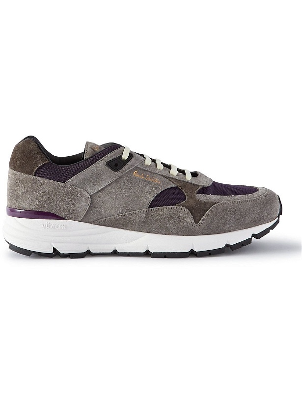 Photo: Paul Smith - Gorio Mesh-Trimmed Suede Sneakers - Gray