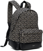 Balmain Black & Beige Jacquard Monogram Backpack