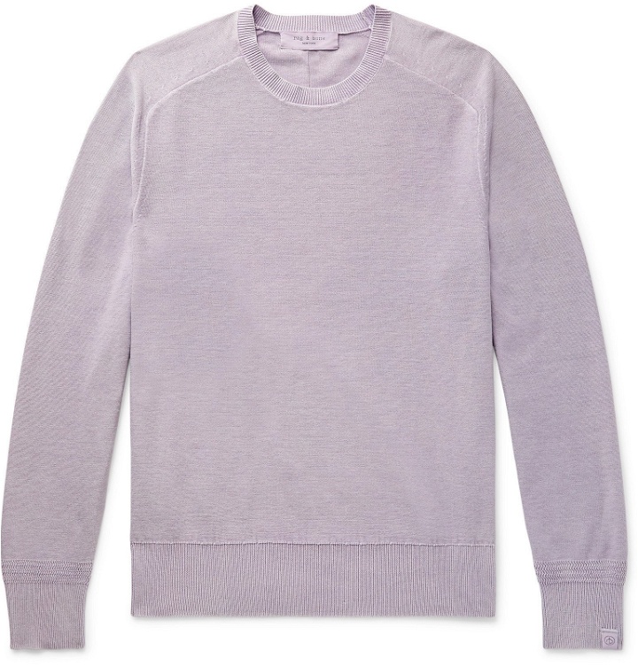 Photo: rag & bone - Lance Slim-Fit Garment-Dyed Cotton Sweater - Purple