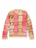Marni - Distressed Striped Dégradé Intarsia-Knit Sweater - Brown