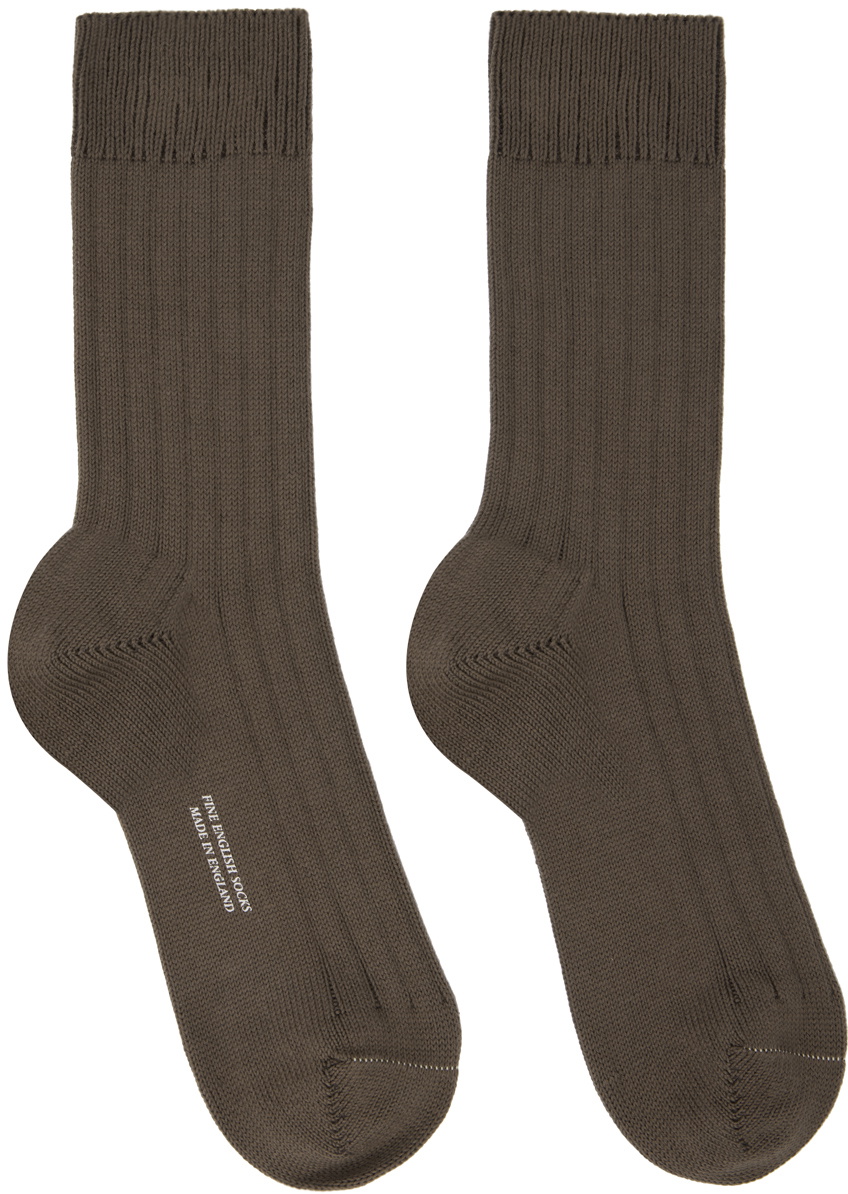 Margaret Howell｜SOCKS (FULL RIB SOCK - DARK BROWN (MEAC Full Rib Socks in Dark Brown