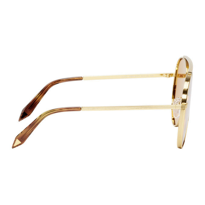 Victoria Beckham 18K Gold Mirror Aviator Sunglasses - Gold/Gold