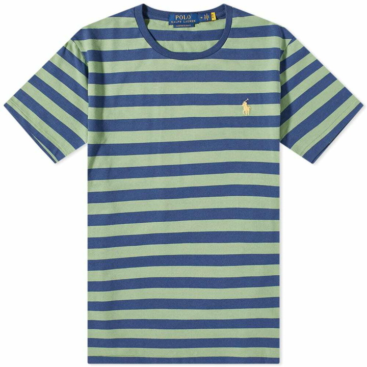 Photo: Polo Ralph Lauren Men's Broad Stripe T-Shirt in Outback Green/Light Navy