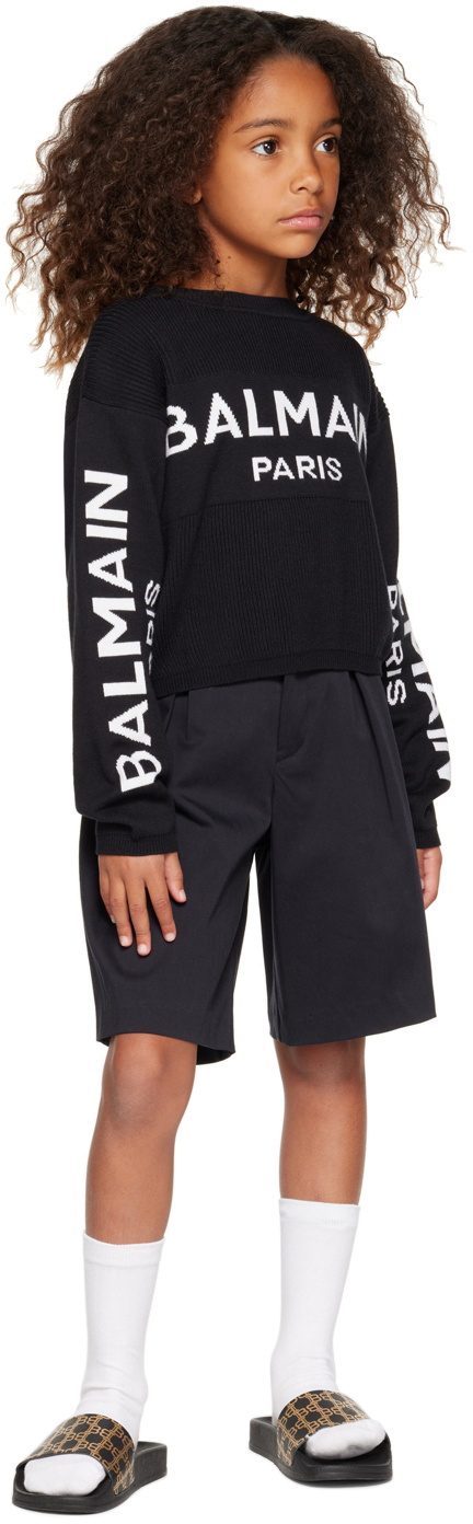 Balmain Kids Black Jacquard Sweater