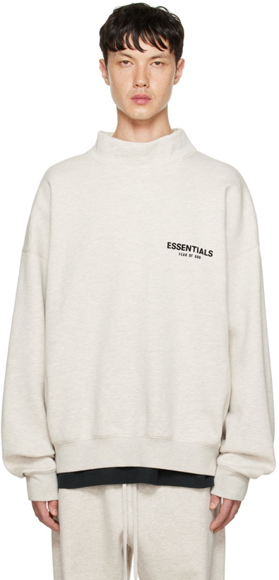 Photo: Essentials Off-White Mock Neck Sweatshirt