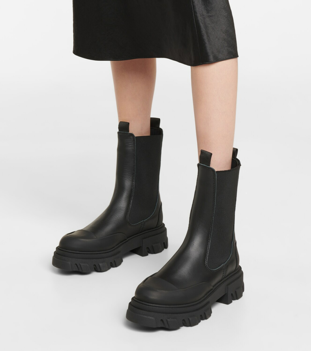 ロングブーツ Ganni Chelsea Boots - Ganni - Leather - Black GANNI Black High Chelsea Boots GANNI