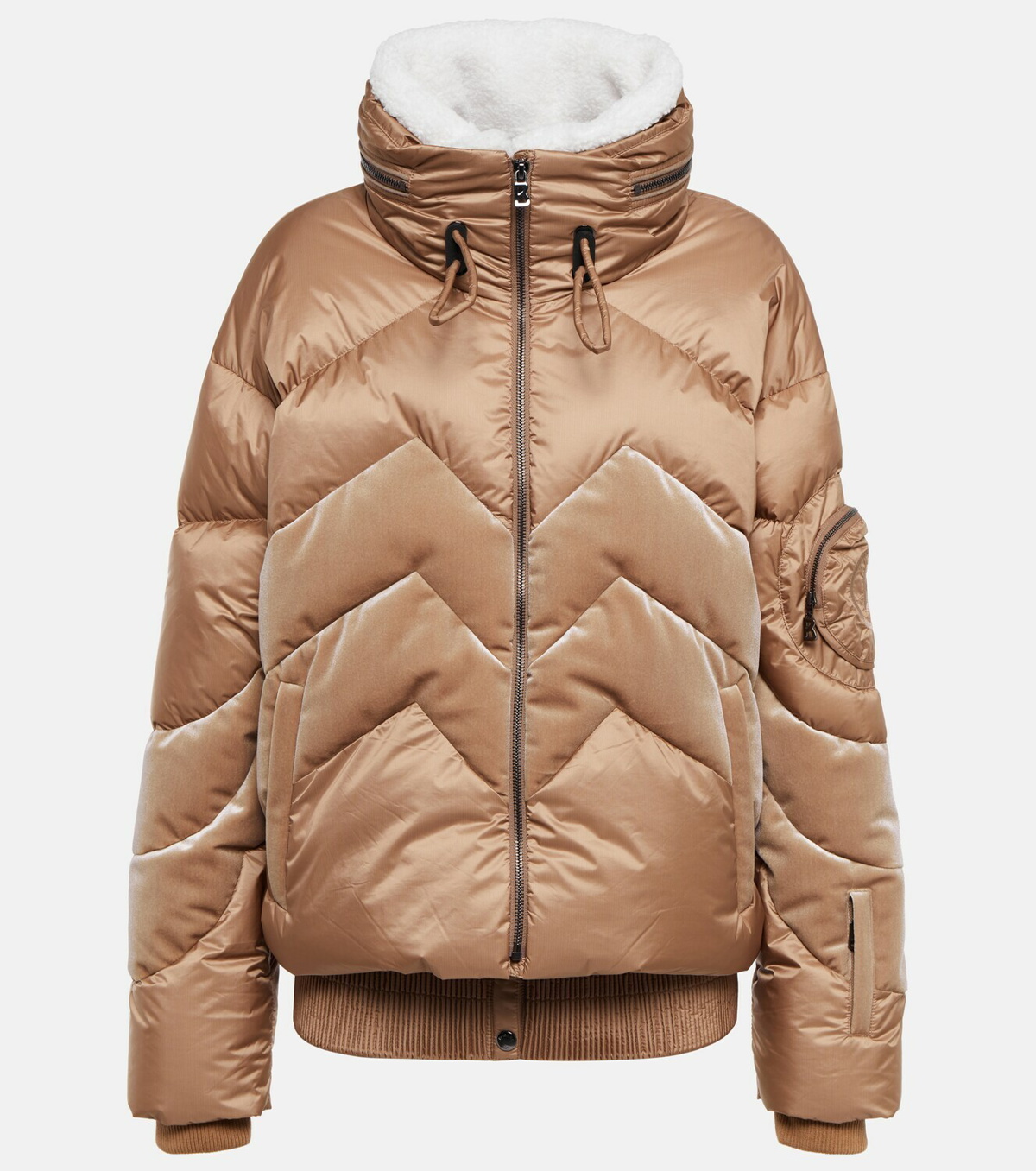 Quilted Panelled Jersey Down Ski Jacket In Multicolor