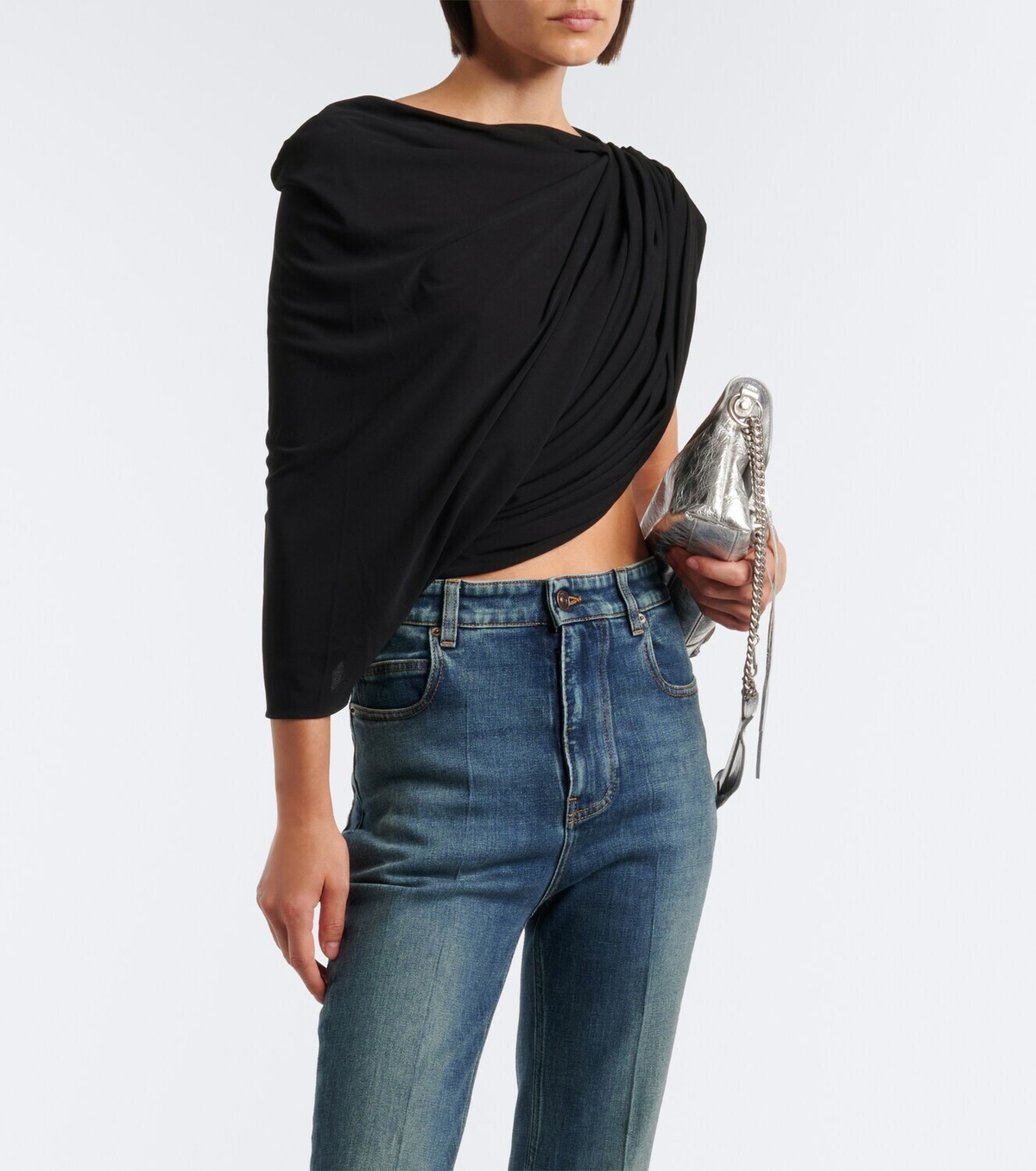 Balenciaga Draped one-shoulder jersey top