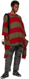 Doublet Red & Khaki Oversized Sweater