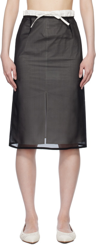 Photo: AO Yes Black & White Layered Drawstring Midi Skirt