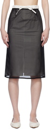 AO Yes Black & White Layered Drawstring Midi Skirt