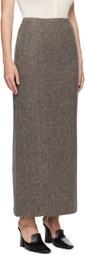 AURALEE Khaki Lama Shetland Wool Tweed Maxi Skirt
