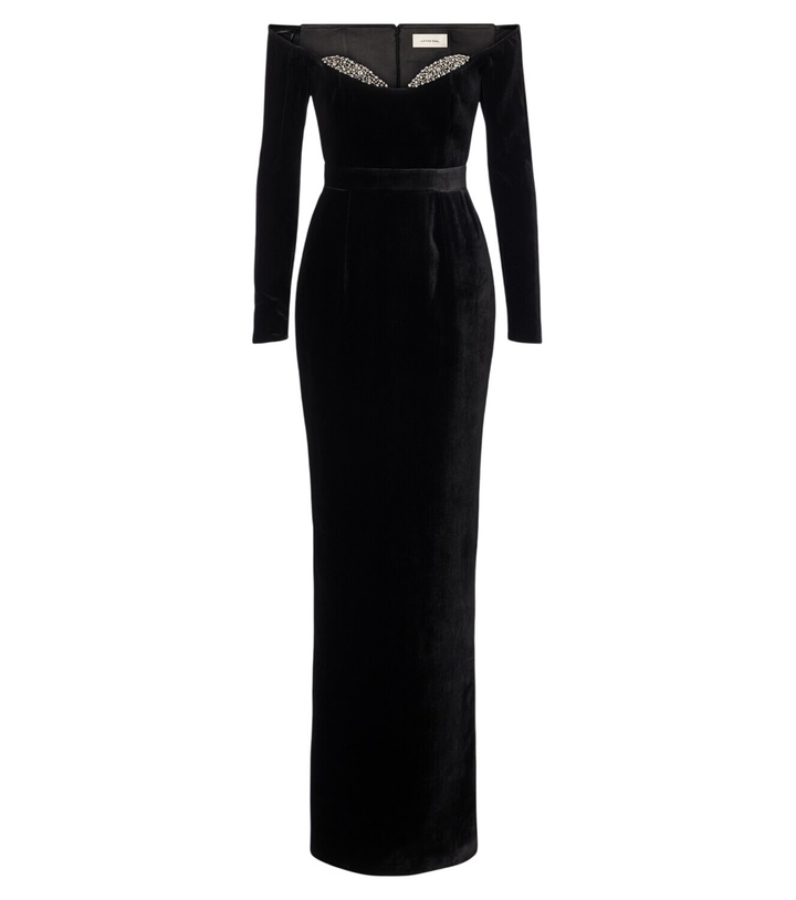 Photo: The New Arrivals Ilkyaz Ozel Farah embellished velvet bustier gown