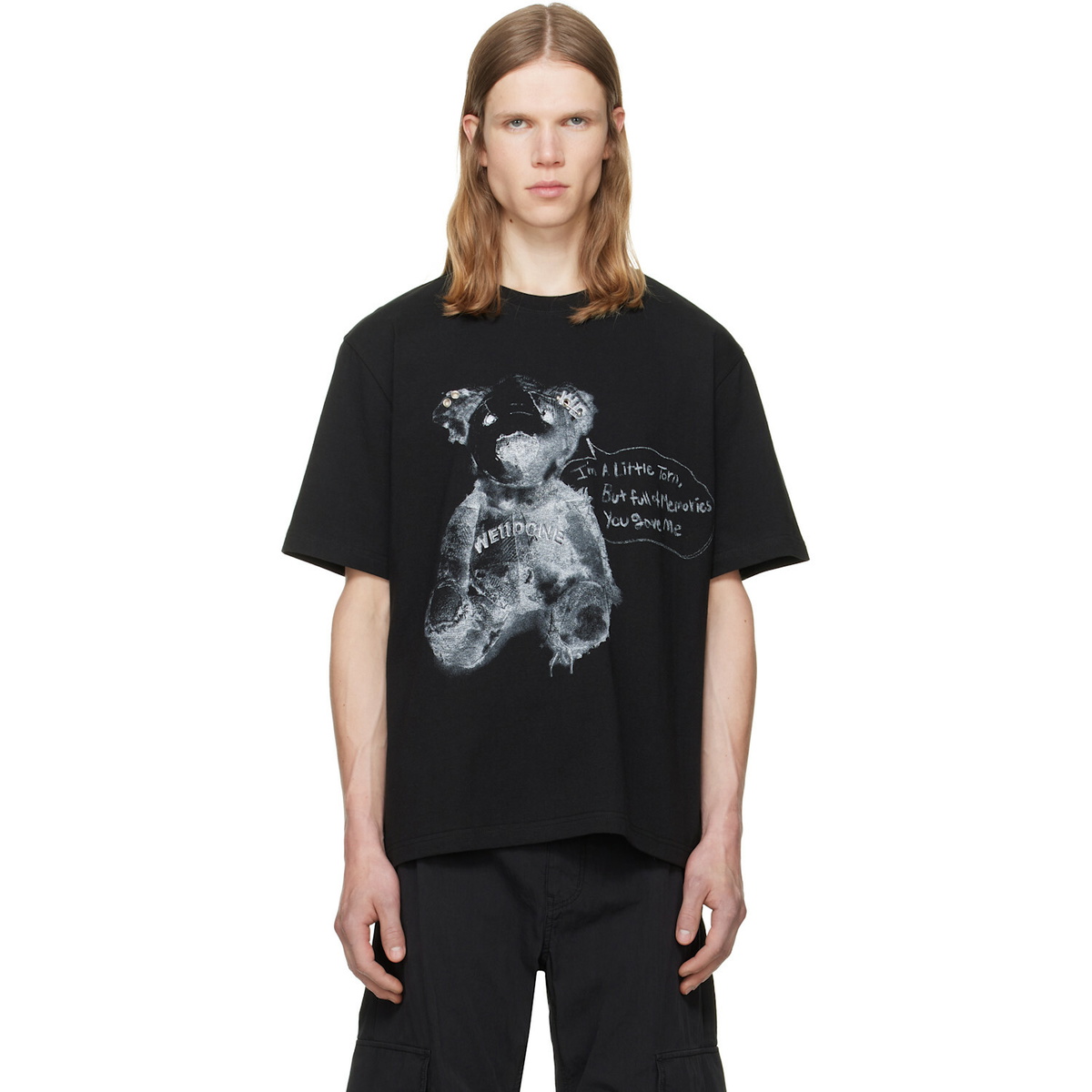 We11done Black Drawing Teddy T-shirt